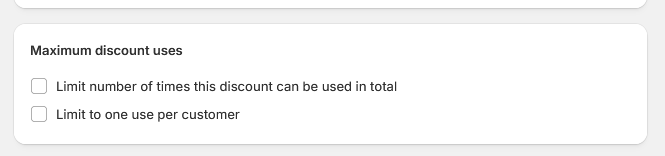 Maximum discount uses