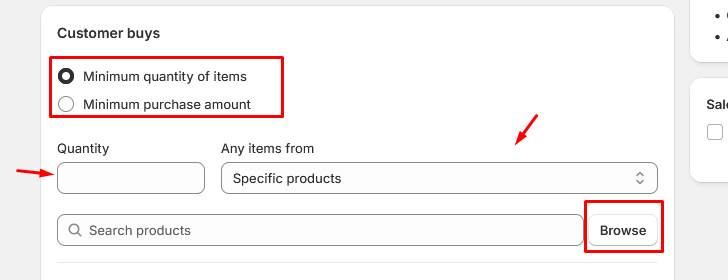Rule creation for BOGO offer in Shopify admin